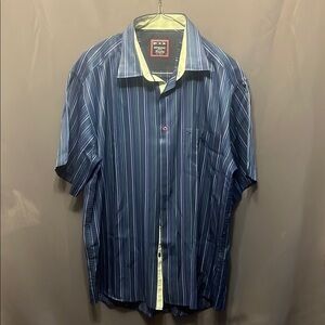 Casual Blue Striped Button Down Shirt size large